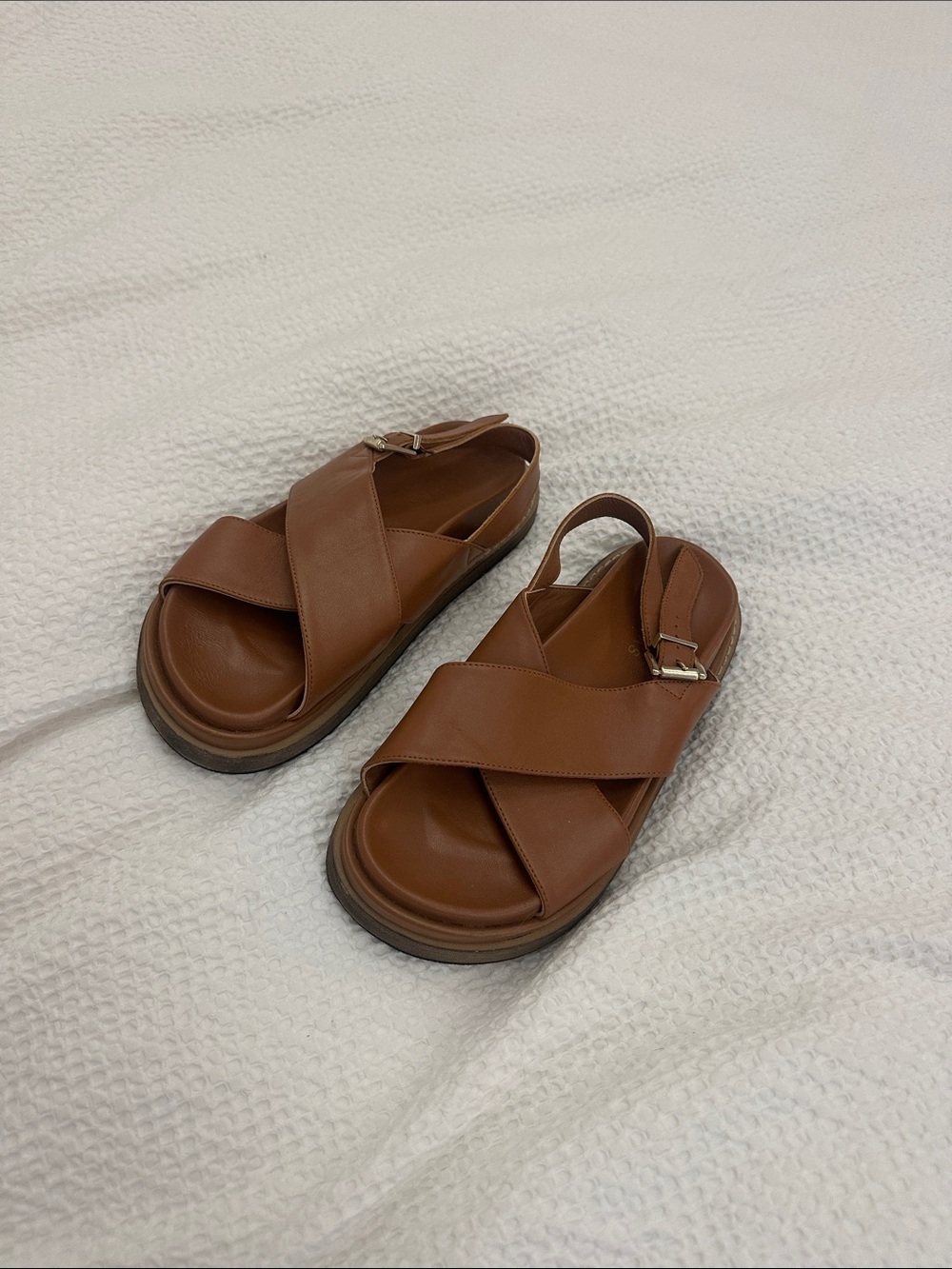 ALOHAS Tan Crisscross Slingback Sandals
